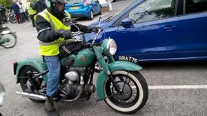 Dennis arrives on his 1952 Sunbeam S7.