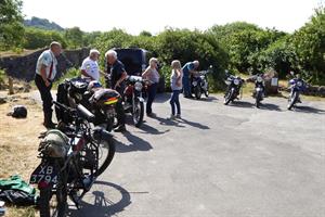 Before the start at the Stone centre with Keith's rare 1920 four speed twin cylinder ABC in the foreground