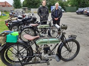 Dave and Sam have identical 1918 Model H Triumphs. Dave says he bought his new!
