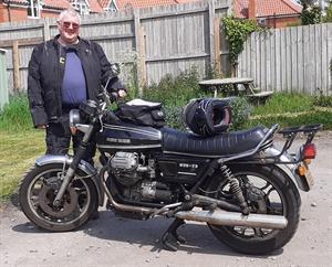 Gordon and the errant Guzzi.