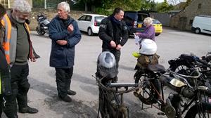 Dave and Chris arrive on their Baby Triumphs.